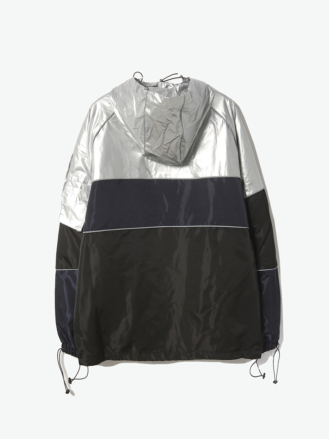 古由卡guuka嘻哈运动银色套头反光镭射防风外套男士风衣