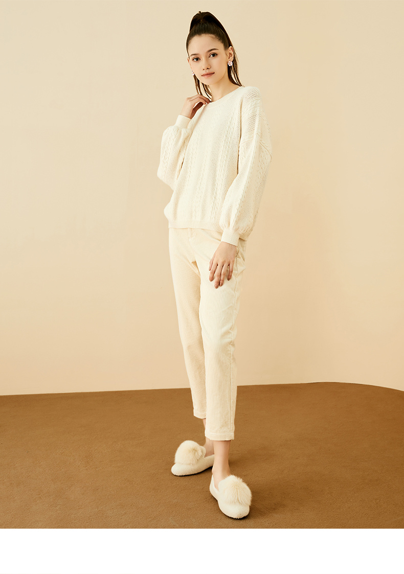 热风宽松直筒长裤简约百搭女士灯芯绒裤子f04w9311