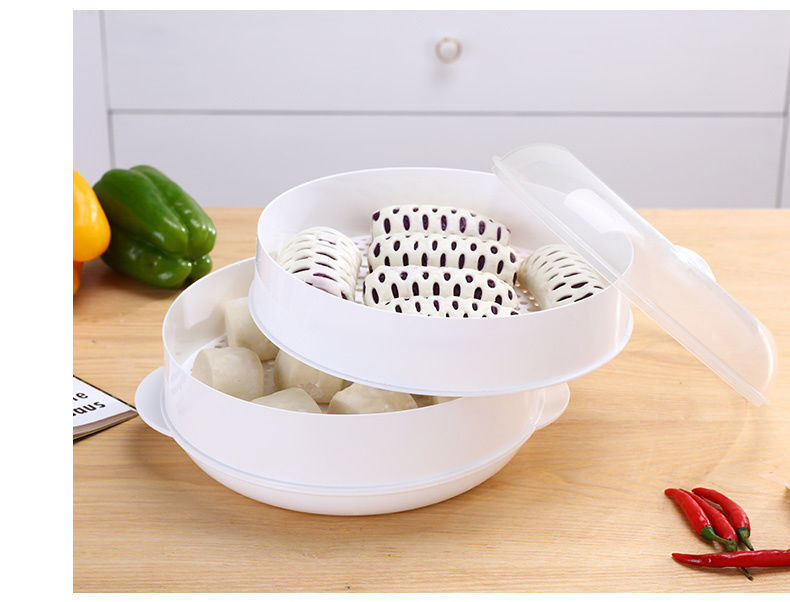 微波炉蒸笼带盖大号蒸盒专用器皿加热馒头包子蒸饭煲厨房用品塑料 1层