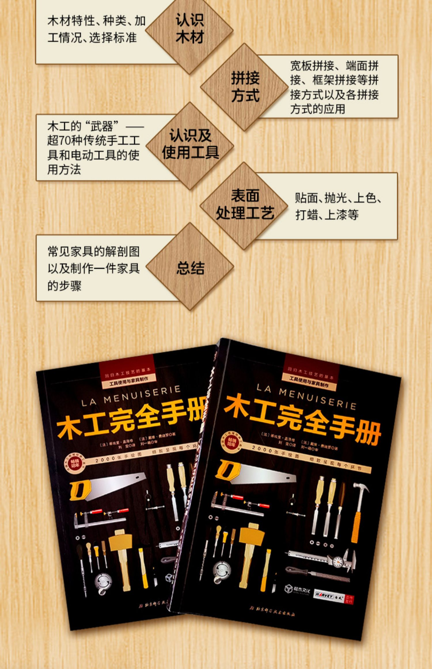 颜系图书木工完全手册工具使用与家具制作手绘图手工北京科学技术出版