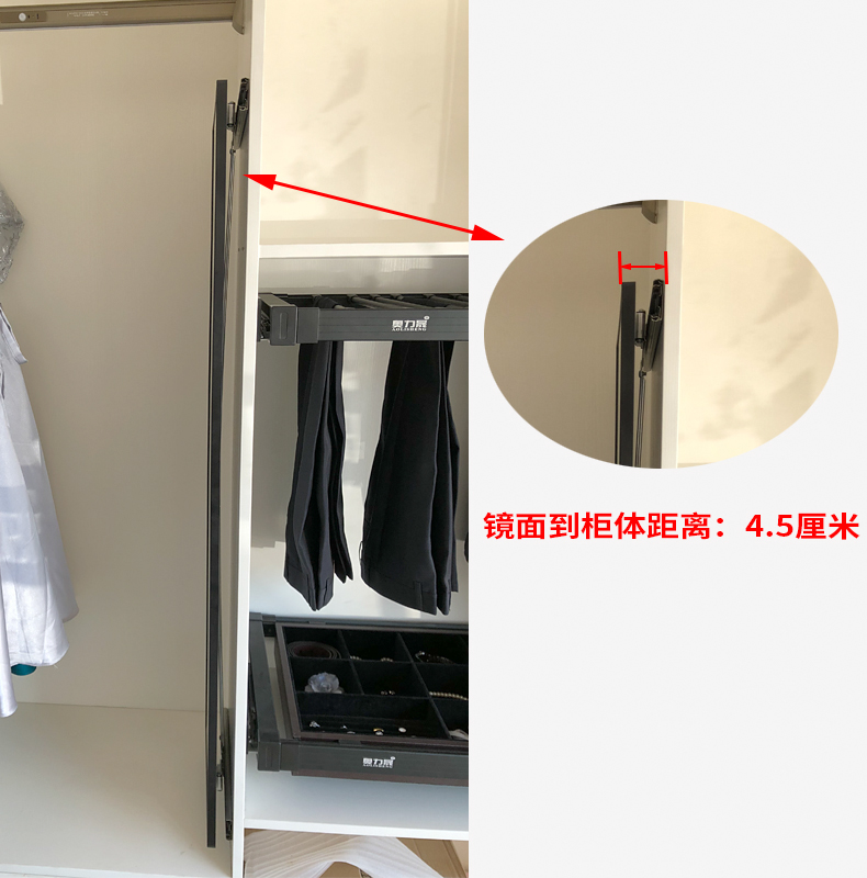 逸家伴侣衣柜穿衣镜子推拉镜旋转伸缩折叠试衣全身镜折叠隐藏可伸缩