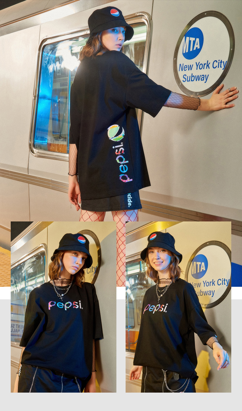 pepsi百事男女同款休闲时尚潮流宽松短款t恤bst2118