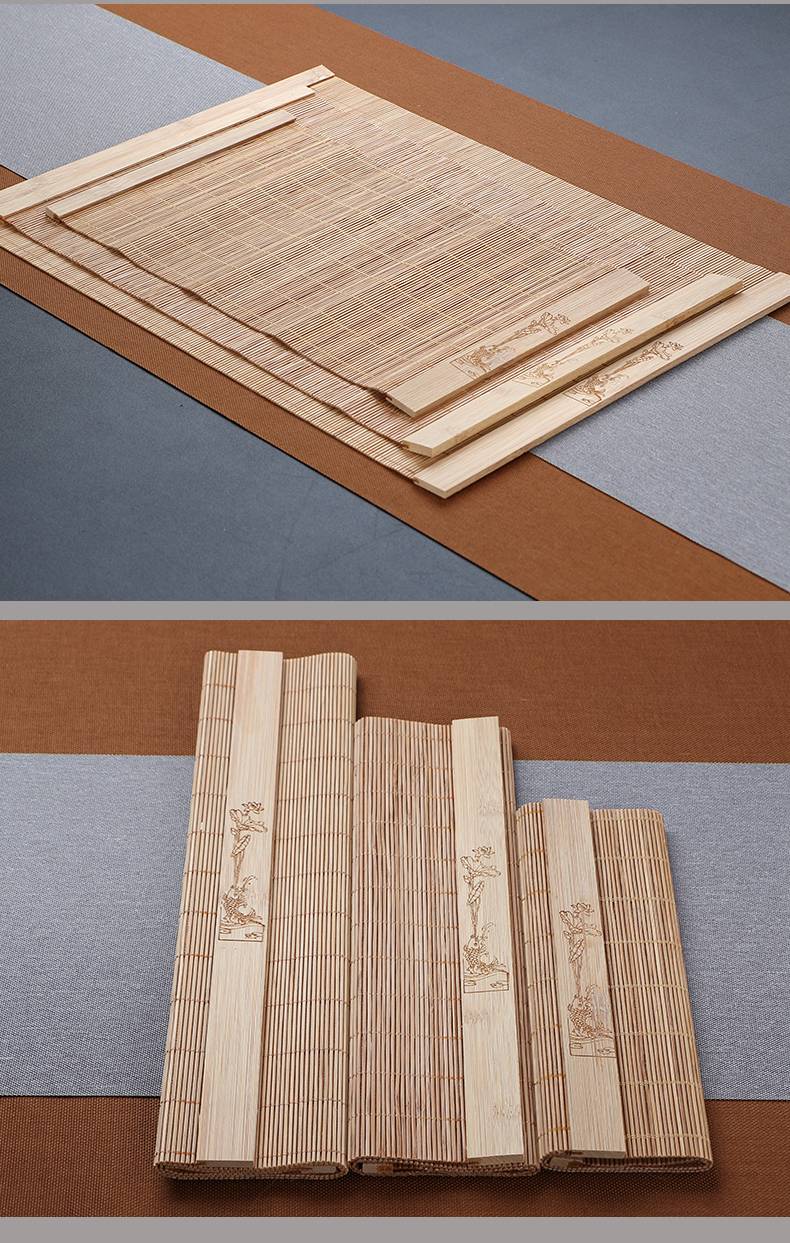 竹制茶席竹帘竹席竹垫茶垫茶帘麻布茶巾桌旗茶具杯垫禅意台湾丝竹竹茶