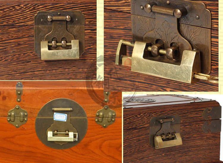 门锁老式合页横开挂锁搭扣家具箱盒铜中式仿古代老式铜锁小号款