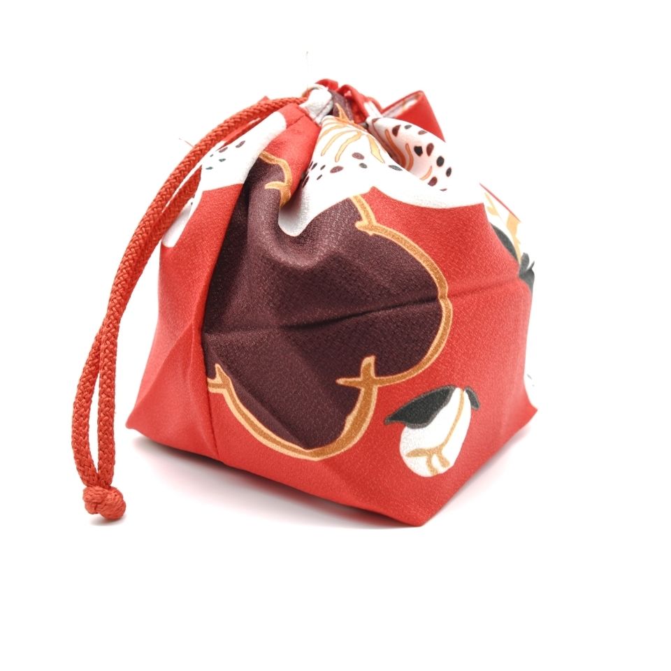 和服手袋日本和风小包手拎包布艺樱花包零钱杂物包酒红小樱花均码