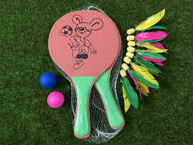 羽板球拍沙滩拍板羽拍三毛球羽板拍送球杨木卡通儿童学生锻炼单独两只