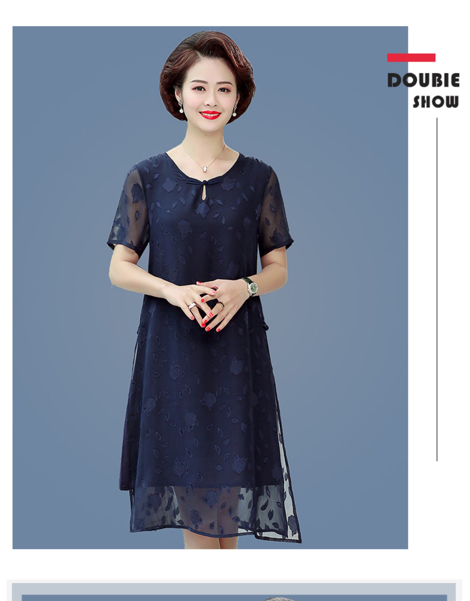 芊芷洛中年妈妈夏装连衣裙高贵2021新款中老年女装洋气遮肚裙子40岁