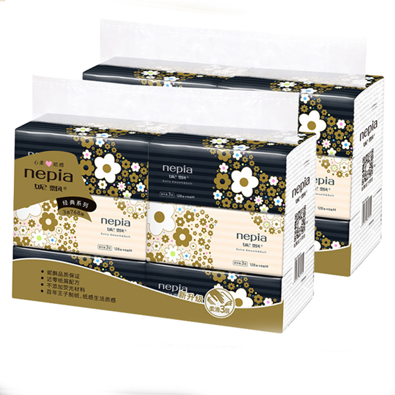 nepia妮飘花漾欣情香型抽纸面巾纸餐巾纸中宽2提12包3层128抽