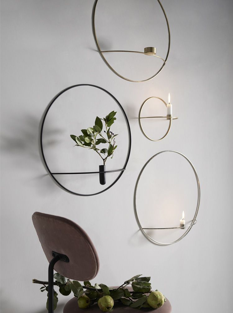 智乐迪(zhiledi) 金色圆形蜡烛台插花壁挂立体烛台墙面软装设计餐厅