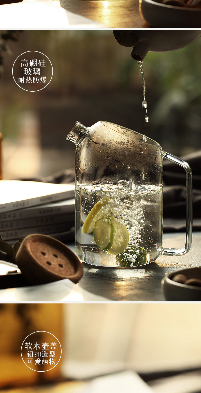 器皿578538607109 玻璃柠檬水壶可高温防爆凉水壶透明家用果汁扎壶