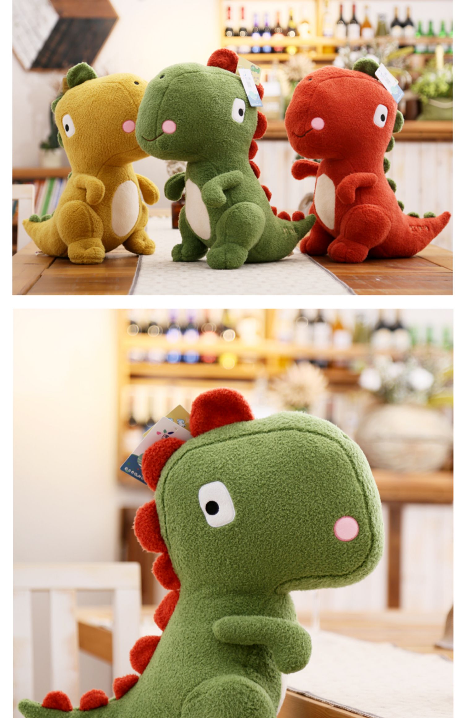 可爱恐龙毛绒玩具恐龙公仔霸王龙玩偶抱着睡觉的抱枕布娃娃姜黄色25