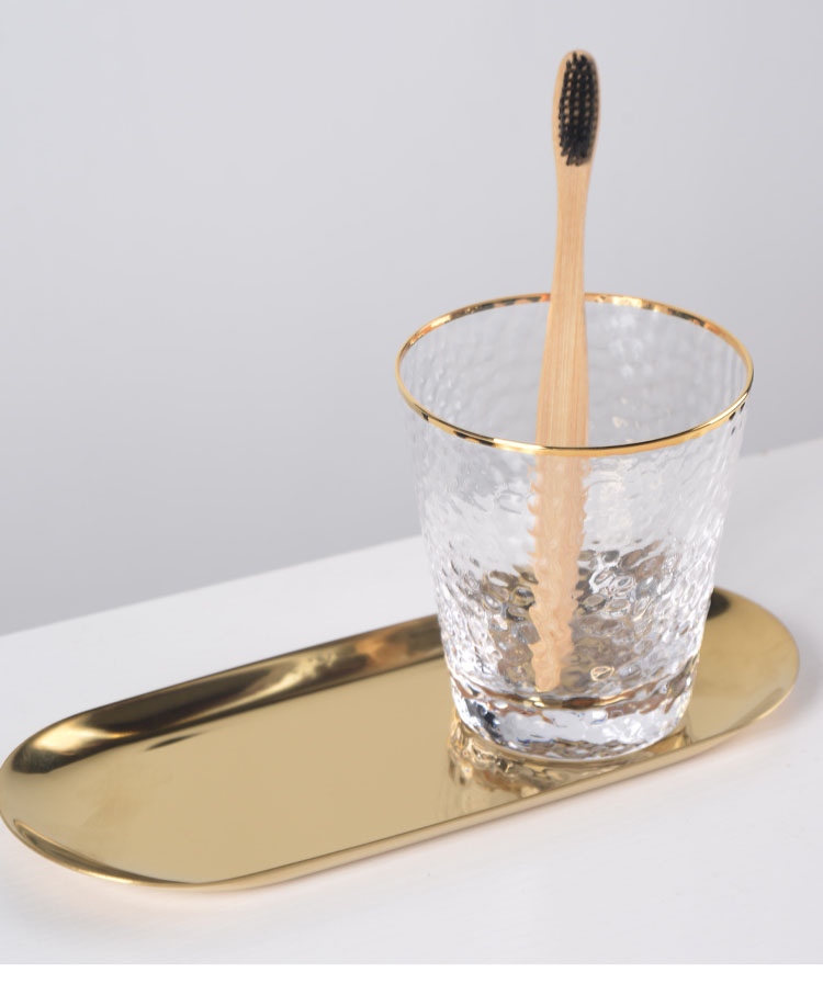 锤纹情侣玻璃漱口杯北欧简约刷牙洗漱杯带托盘生活日用家居器皿水具