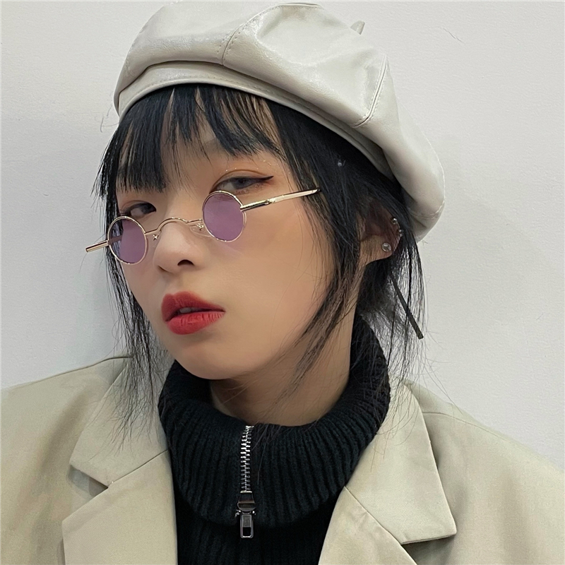 祥世恒吉超小框圆形复古墨镜男女款迷你小圆框太镜眼镜嘻哈太阳镜