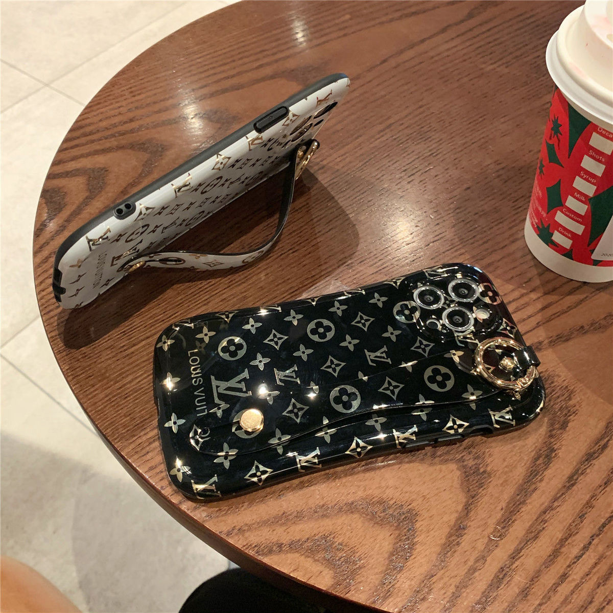 promax手机壳12xsmaxxr腕带支架78plus软胶se女腕带烫金lv黑色苹果12m