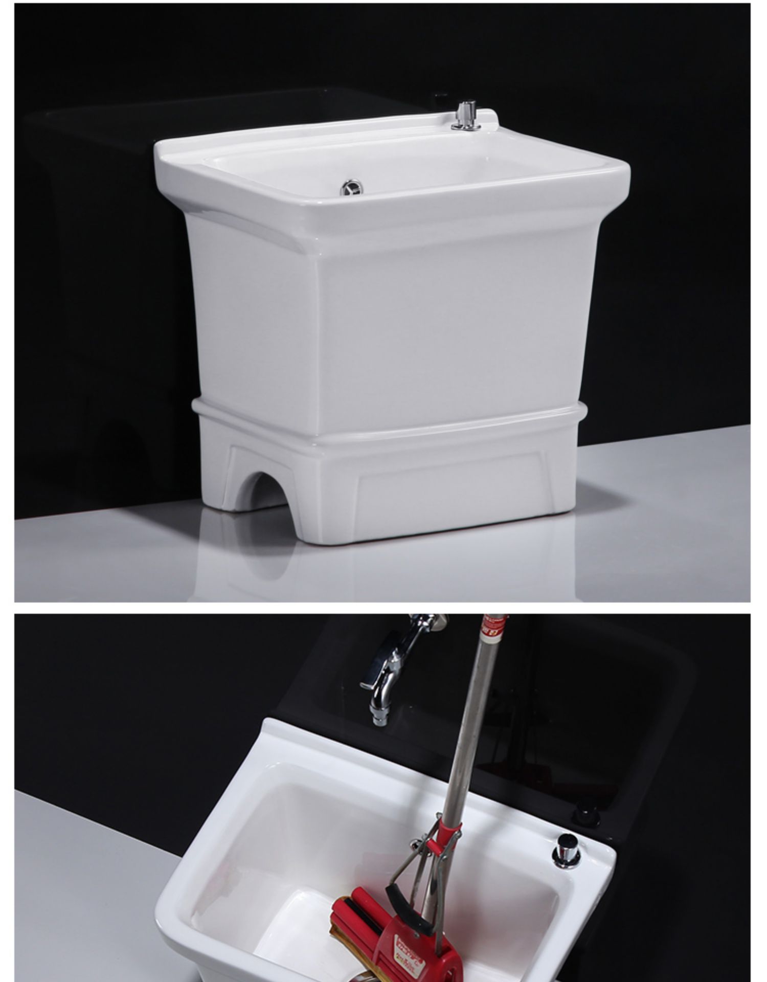 阳台陶瓷大号拖把池卫生间家用小号ciaa墩布池脚控下水侧排拖布池