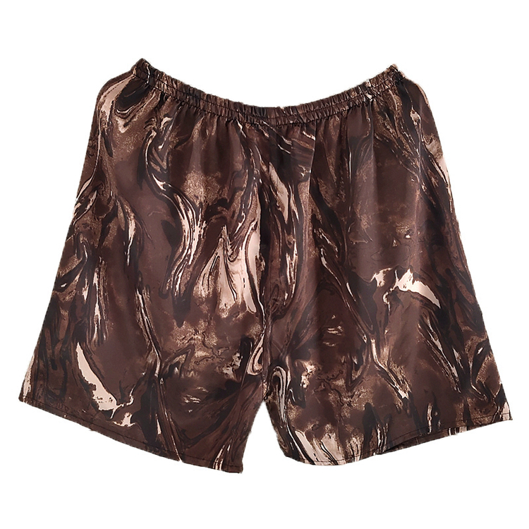 中年男士丝绸大短裤休闲大码印花青年睡裤真丝手感外穿大裤衩 颜色