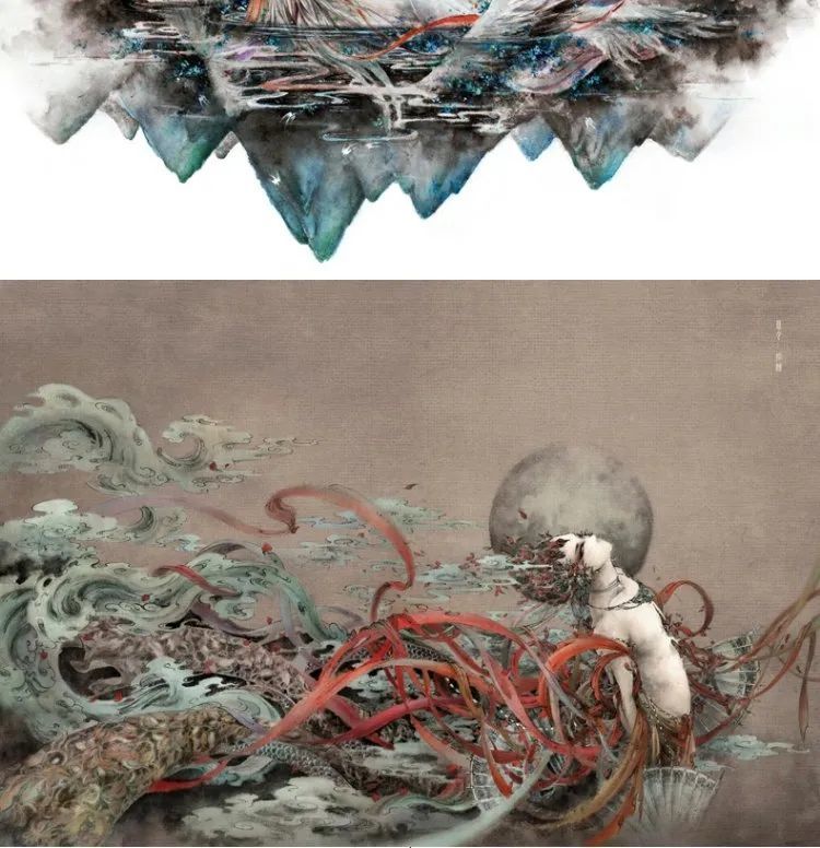 观山海洛煌笈山海经手绘图鉴洛煌笈黑白画意古风画册书籍正版山海经洛