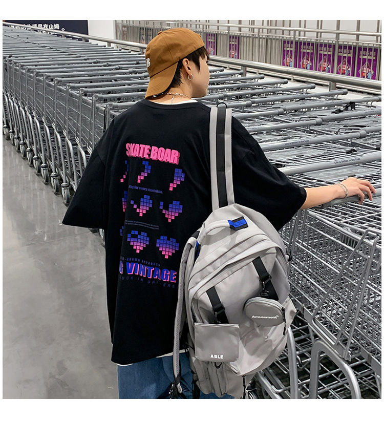 claw money男士t恤 clawmoney爱心短袖t恤男夏季百搭宽松情侣装中袖