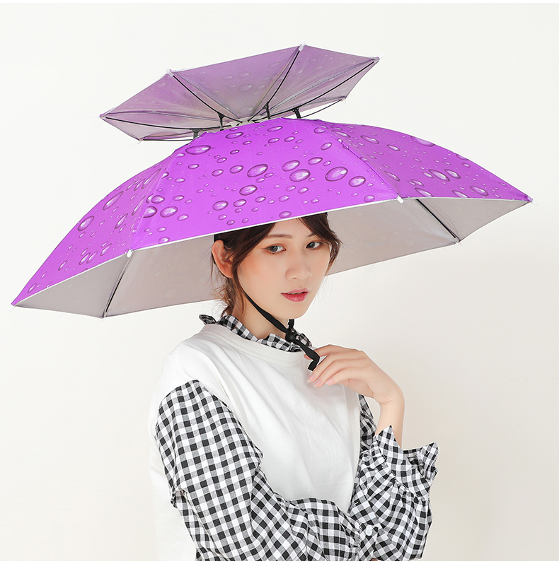 《钓鱼伞帽头戴伞折叠头伞帽户外防风雨晒遮阳垂钓大号双层帽子雨伞