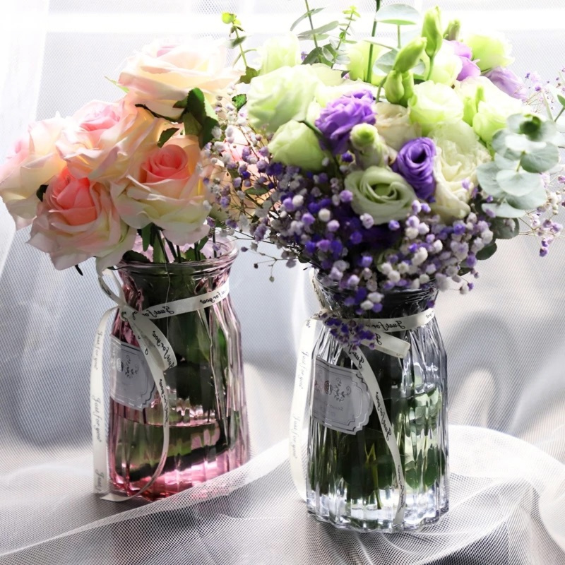 欧式简约玻璃瓶折纸花瓶客厅透明鲜花花瓶家居插花水培植物摆件瓶