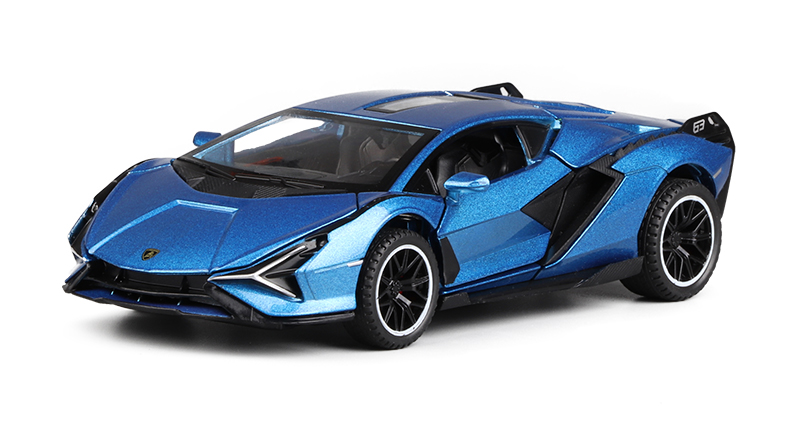 蓝色兰博闪电盒装拉力赛车嘉业132兰博基尼闪电跑车声光回力四开门