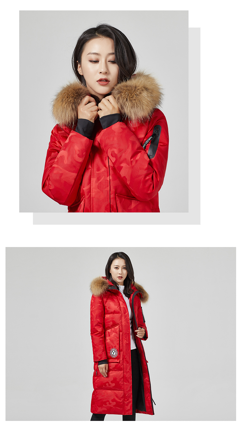 yaloo雅鹿羽绒服女中长款2019新款鹅绒韩版大毛领过膝羽绒外套m