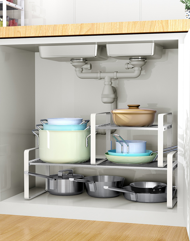 厨房柜子收纳分层架橱柜内隔层分隔板台面水槽下置物架桌面碗锅架