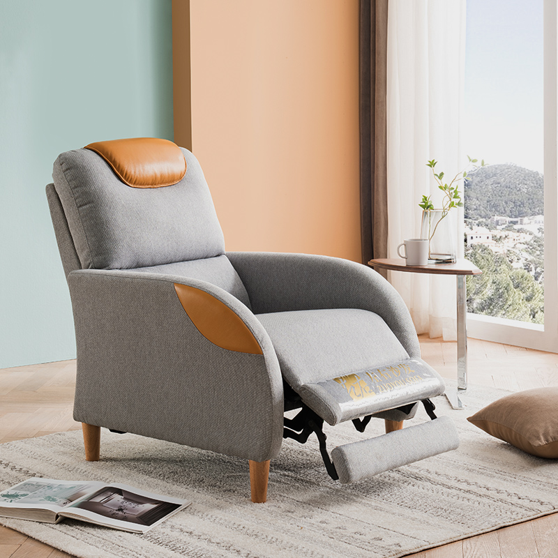 左右单人沙发北欧现代简约轻奢手动客厅卧室可躺布艺沙发dzy5086