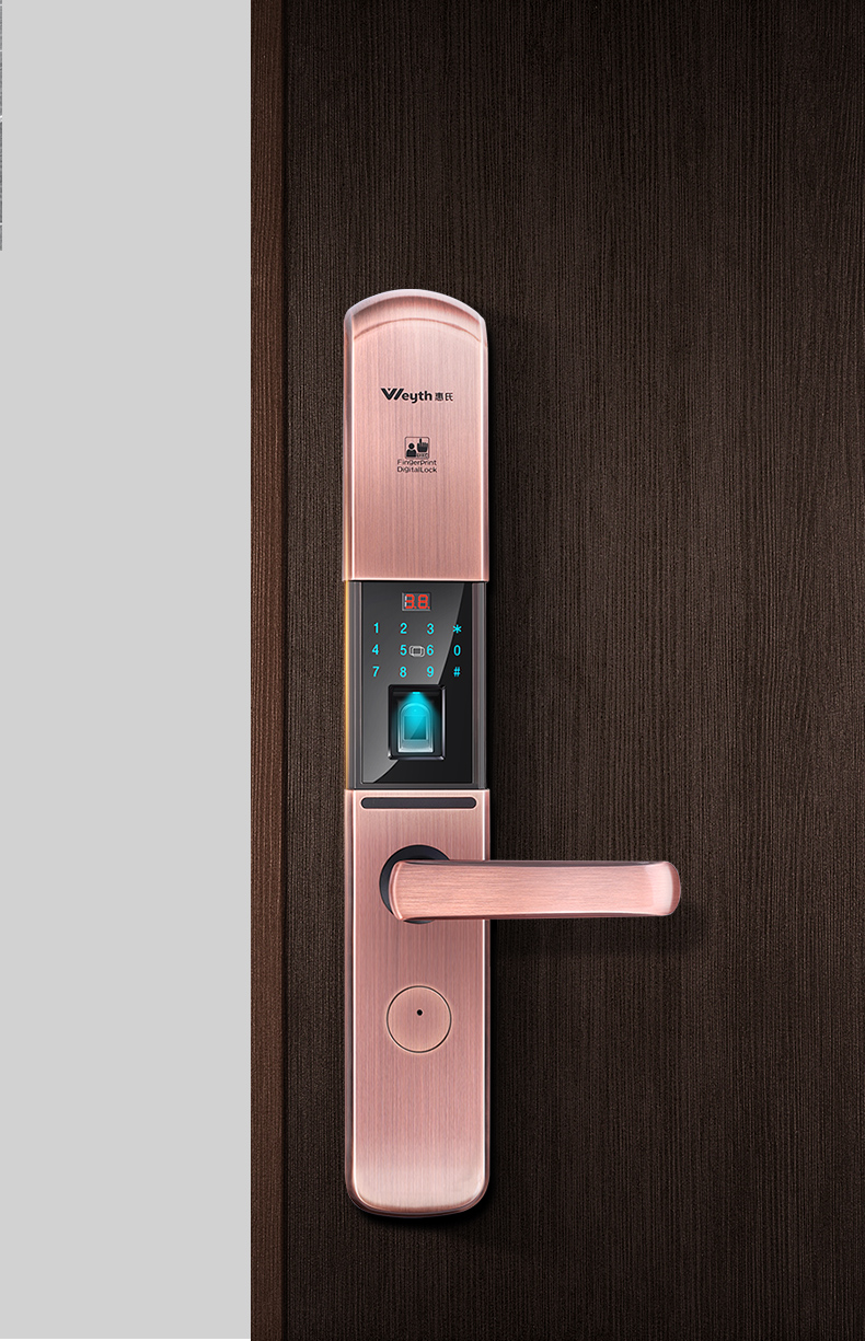 惠氏指纹锁x33自动滑盖防盗门密码锁安全智能门锁指纹识别手机app远程