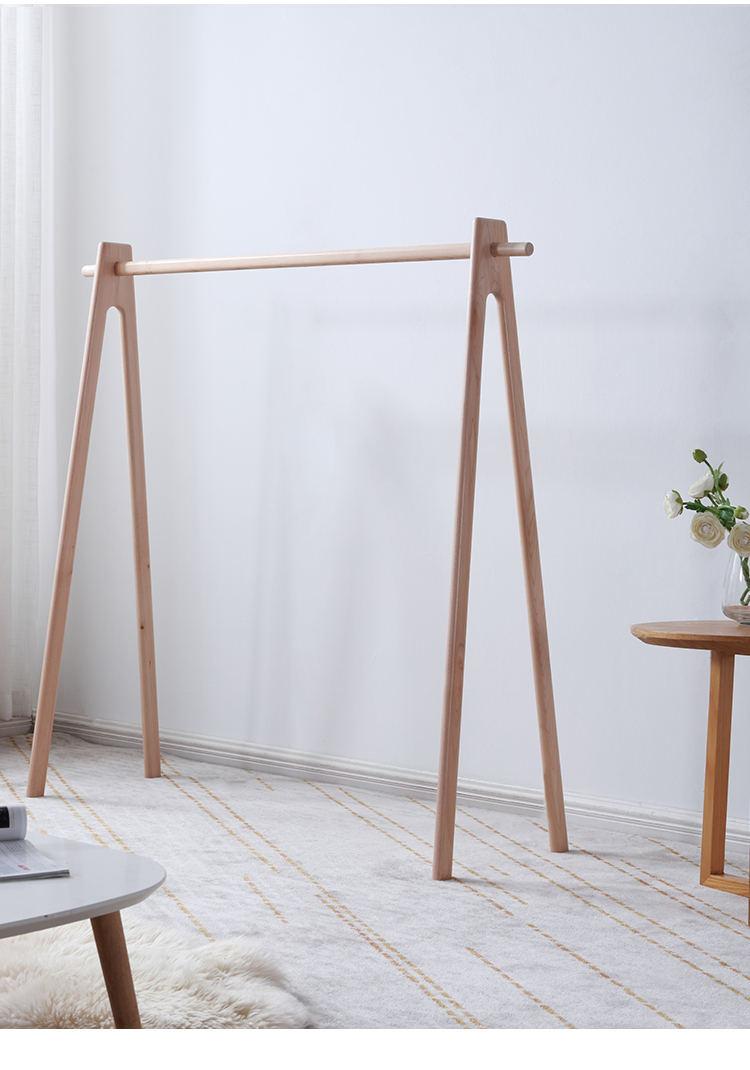 超级新品 定制实木挂衣架房间衣帽架简易木质晾衣架家用挂衣服架杆