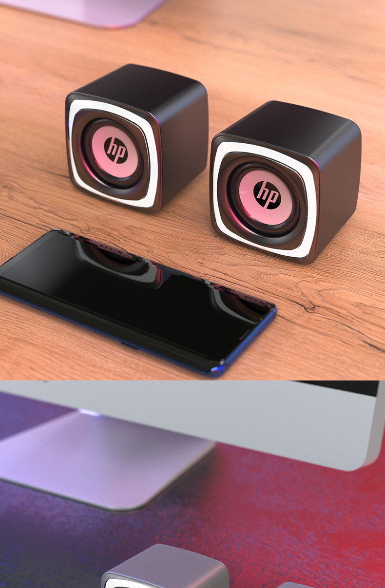 惠普音响电脑音响台式机笔记本家用有线小音箱低音炮usb迷你小型喇叭