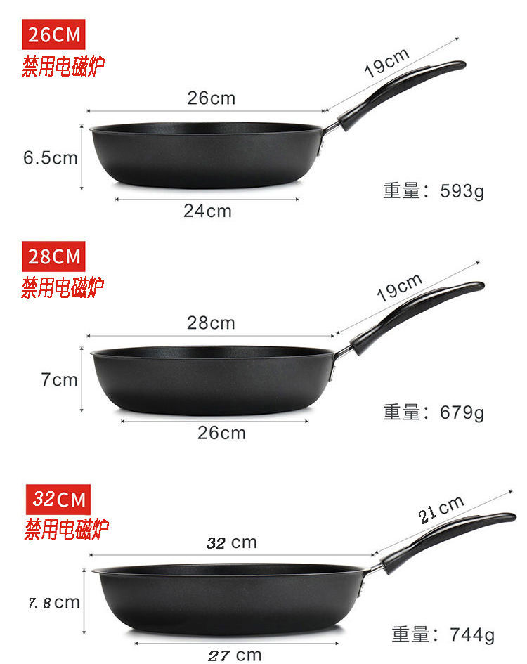 麦饭石平底不粘煎锅煎烙饼煎蛋饺皮神器牛排电磁燃气炉用不黏小锅不粘