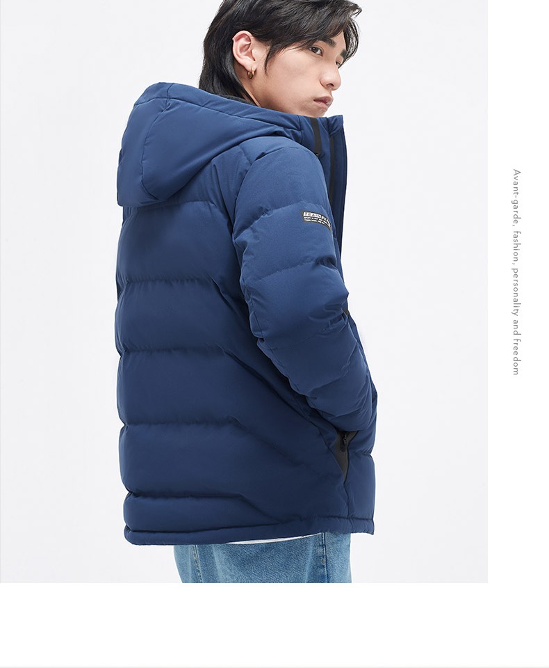 特步羽绒服男冬季新款保暖加厚防风抗寒男子连帽外套鸭绒时尚 藏兰 m