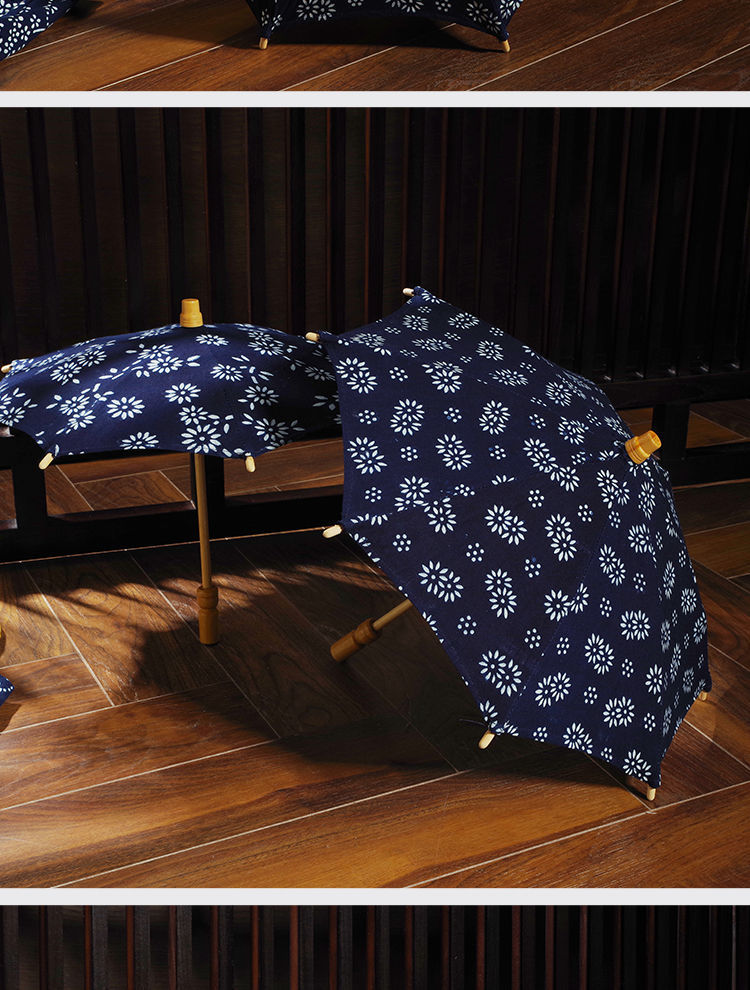 《蓝印花布小布伞手工工艺品伞家居幼儿园农家乐装饰伞民族风布艺伞 7