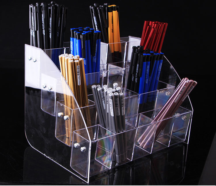 文具店笔架创意亚克力笔架笔展示架超市市场中性笔圆珠笔收纳架一层