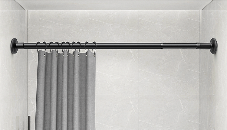 衣杆免打孔可伸缩窗帘挂杆罗马杆收缩浴帘杆子直杆型撑杆 白色24管径