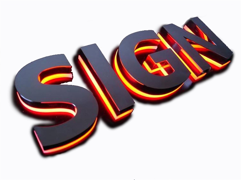 藤印象led金属亚克力迷你背面发光字高亮树脂霓虹灯不锈钢广告招牌