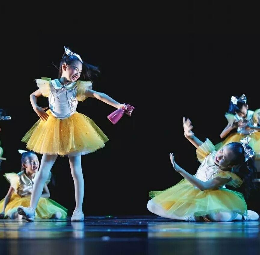 小荷风采为你鼓掌舞蹈服儿童大合唱男女童中小学生演出服装蓬蓬裙蓝色