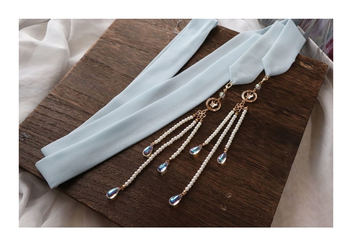 《云深雾浅 晓梦 原创手工汉服流苏发带古风头饰发饰仙气梦幻飘带