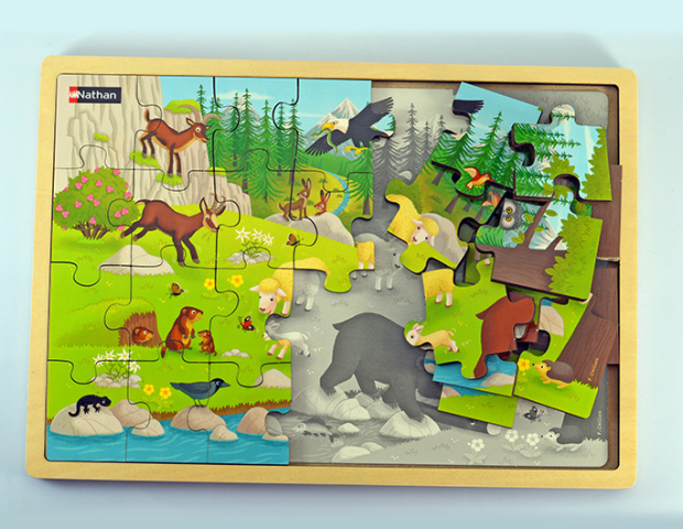 亚马逊动物28片拼图德国高端木质儿童拼图拼板幼儿园动物颜色艳丽光滑