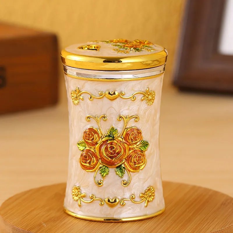 欧式旋转牙签盒家用创意简约小牙签筒餐厅客厅茶几时尚精美牙签罐