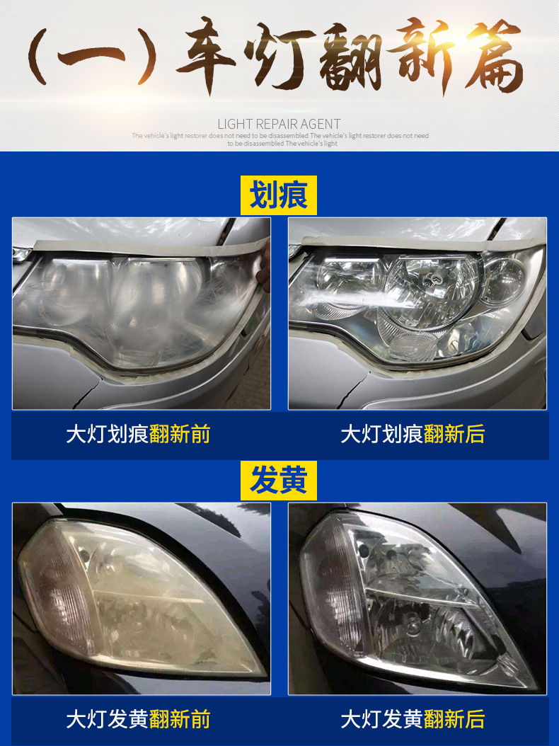 汽車大燈修復液車燈鍍晶翻新修復劑工