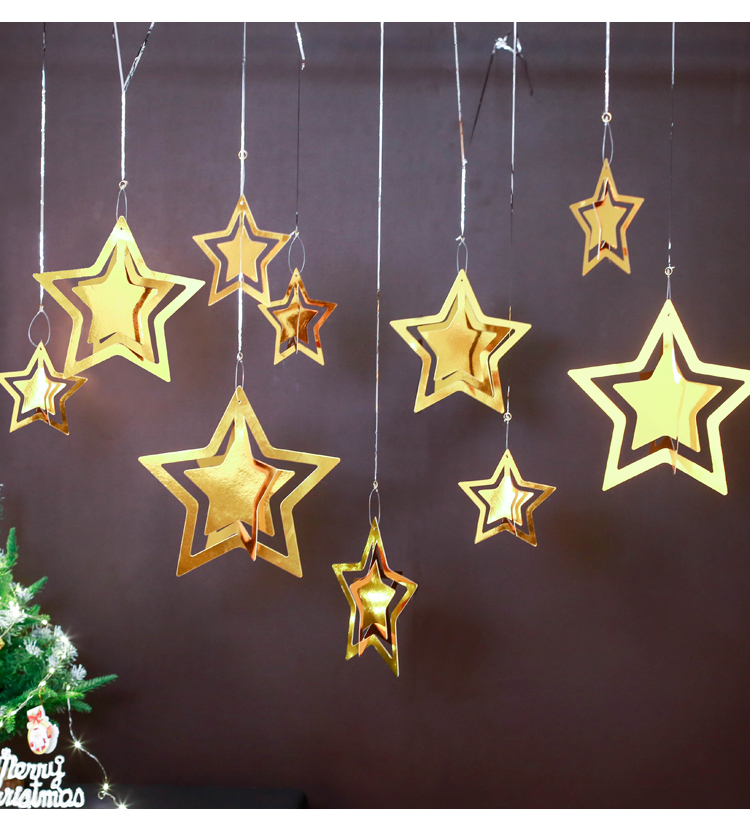 场景布置新年圣诞节装饰小饰品纸挂饰店铺氛围挂件吊饰星星吊顶树圣诞