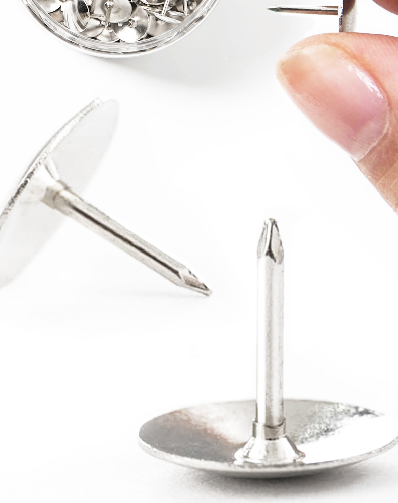 一盒装图钉(100枚) 多省图钉按钉可钉墙镀镍大头钉子摁钉圆头小图钉