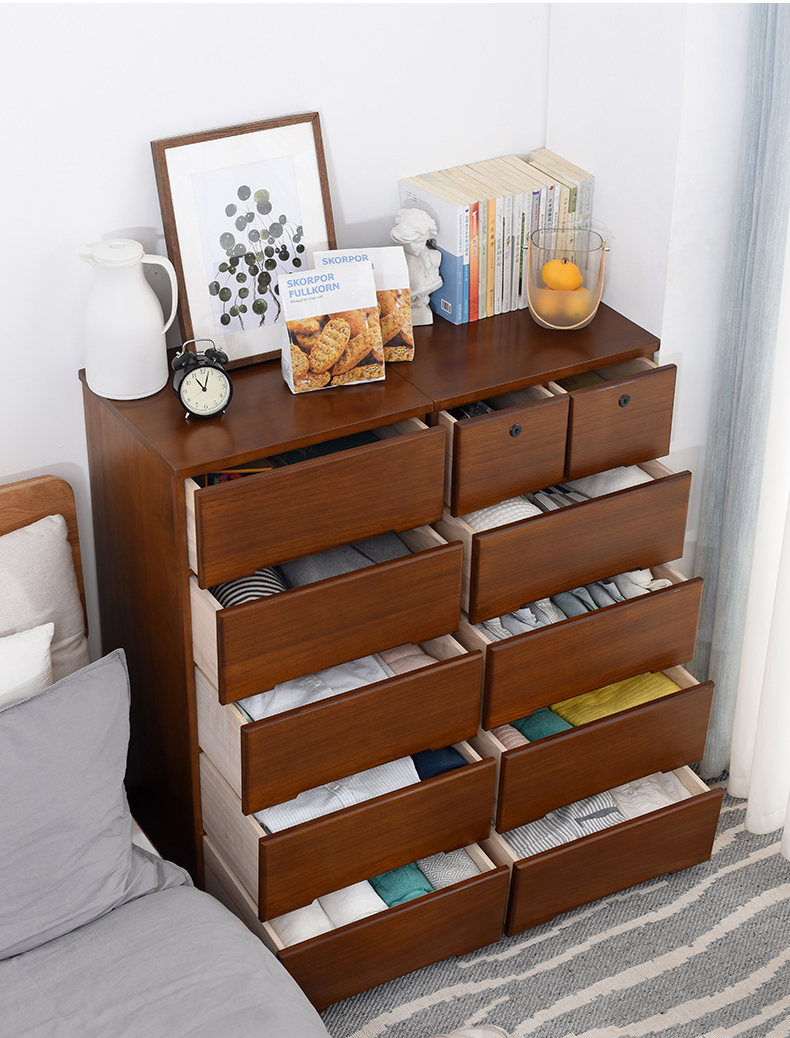家柏饰corated抽屉式收纳柜子实木40cm窄夹缝柜五六层整理柜木质多层