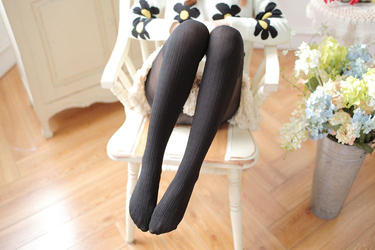 日系女过膝防勾黑白丝袜拼接连裤袜瘦腿半筒袜自然透肉袜子假高筒费琳