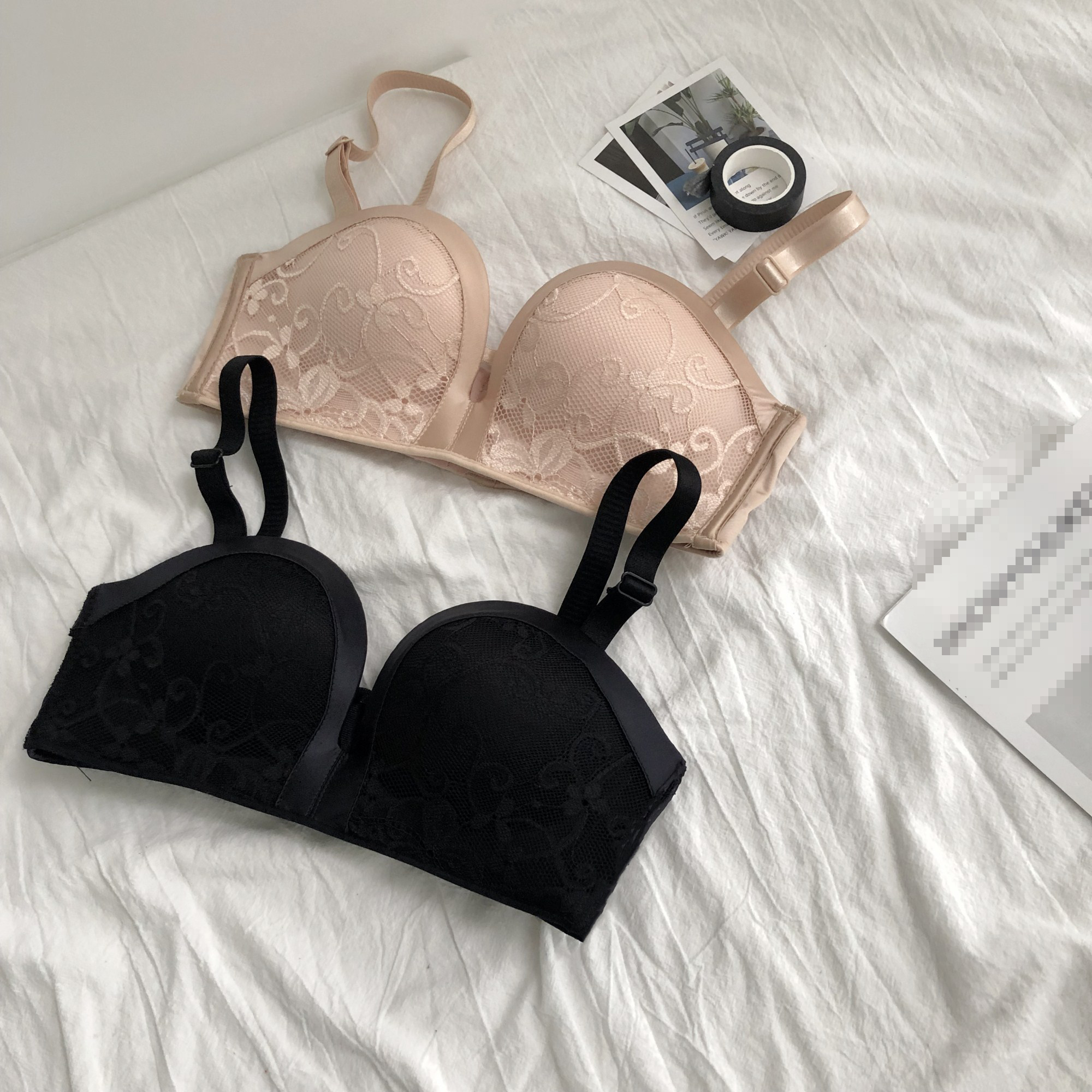 鱼篓(fish basket)文胸 无肩带内衣少女夏季新款聚拢防滑美背小胸薄款