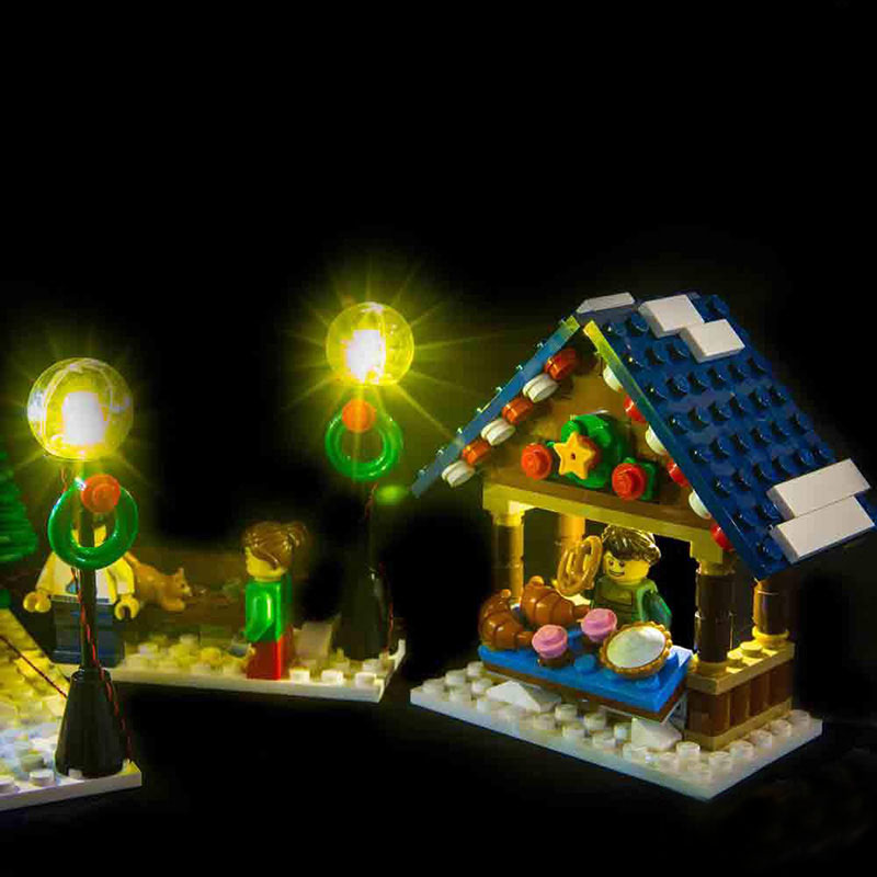 hibrick灯饰 适用乐高10235积木 圣诞冬日村庄市场 led灯具灯光 10235