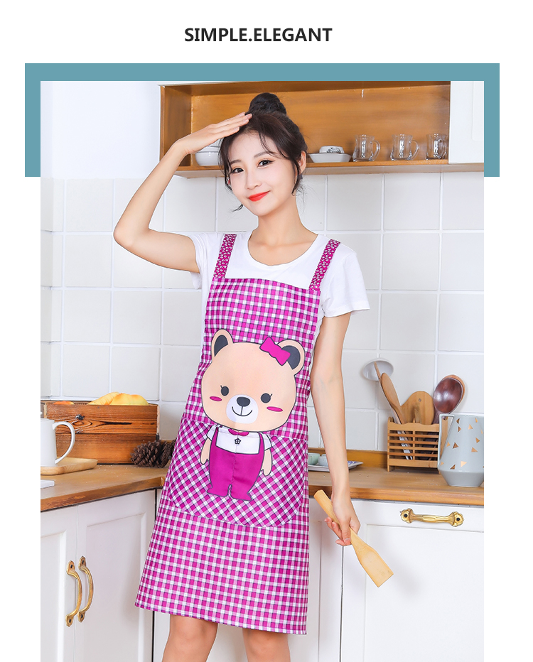 大熊咖啡围裙可爱夏季韩版耐脏家用防污做家务围裙厨房用家居田园围裙