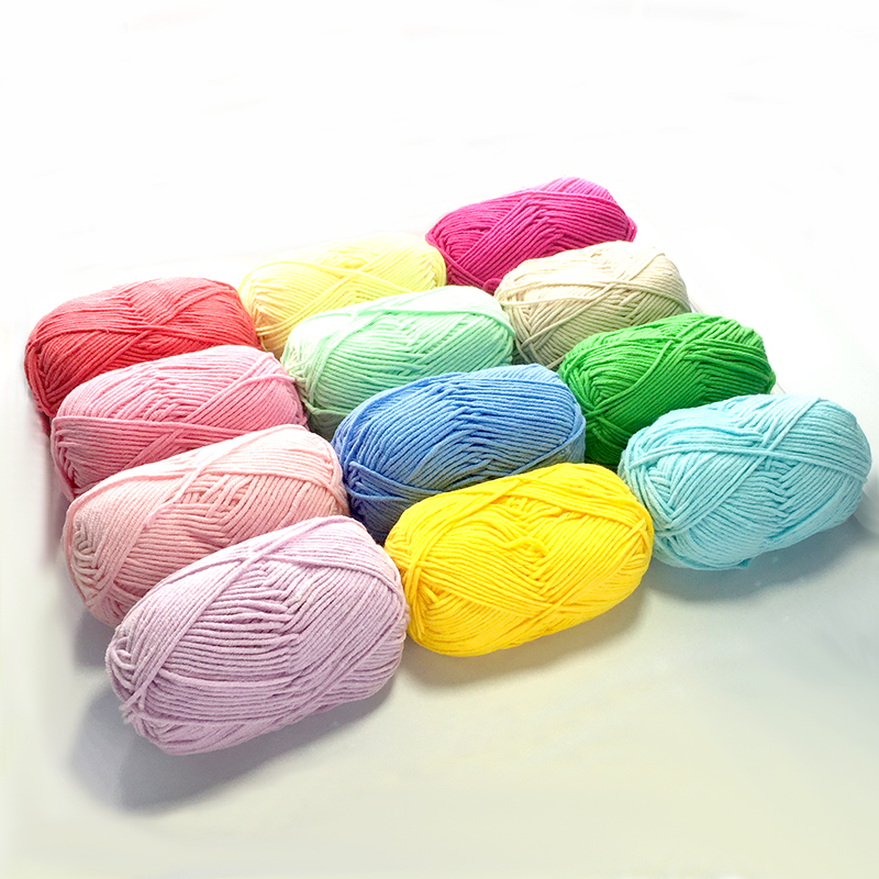 suntek5股牛奶棉毛线团宝宝棉线手工编织钩针中粗线毛线鞋织毛衣线